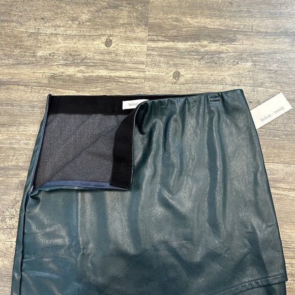 BISHOP + YOUNG Anthropologie VEGAN LEATHER Mini Skirt Black/Jade NWT - Picture 5 of 10